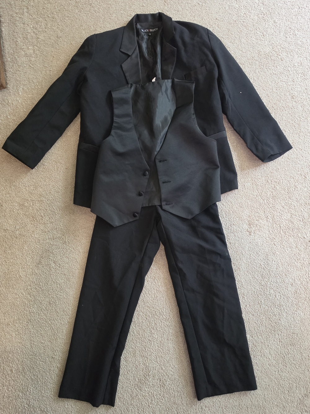 Boy's Large (10/12) Black 3-Piece Suit Vest, Jacket & Pants